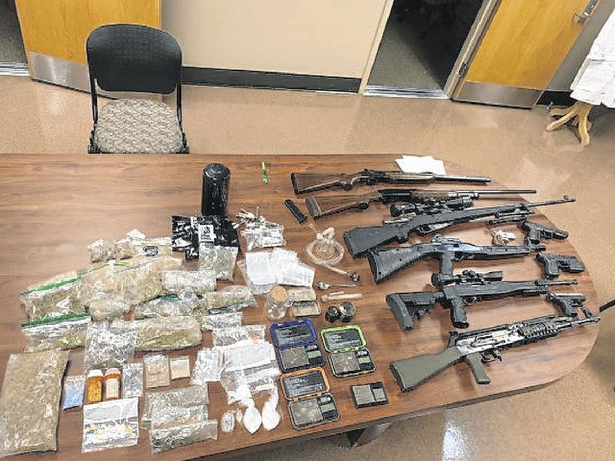 Officers searched the home of 35-year-old Christopher James last week and reported finding these drugs and weapons. James was arrested on charges of dealing and possessing methamphetamine.