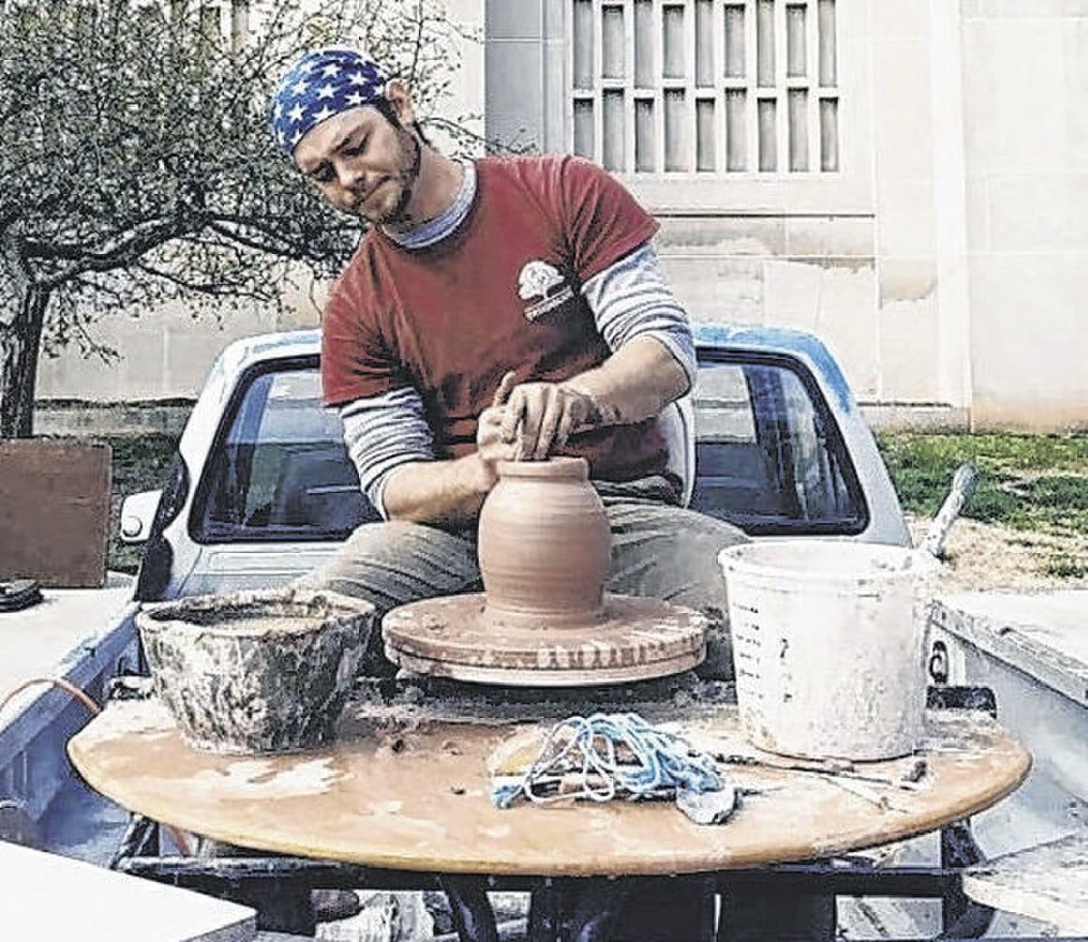 Local potter Dylan Quackenbush will demonstrate on a potter's wheel at the Village Art Walk on Oct. 23.  Submitted photo