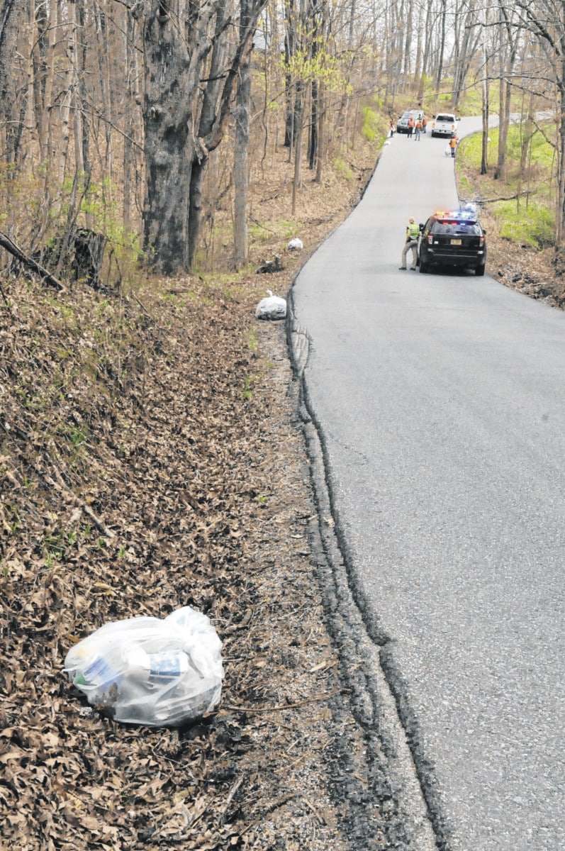 Bags of collected trash sit along Spearsville Road April 13. Seven volunteers picked up 26 bags of trash in less than three hours that morning. The condition of public and private properties in Brown County and ways to dispose of trash were topics of discussion this year. A free Dumpster Day in June, sponsored by Keep Brown County Beautiful, turned into eight Dumpsters full of old furniture, electronics and other miscellaneous items that residents hauled in from all over the county.